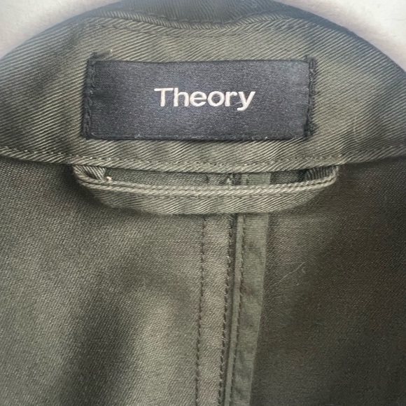 Theory Womens Utility Jacket Ruched Waist Collared Cargo Pockets Olive Green M - Picture 4 of 10